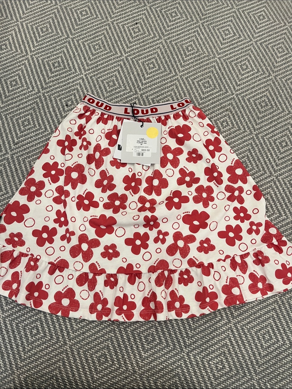 LOUD Red Floral Ruffle Kids Skirt